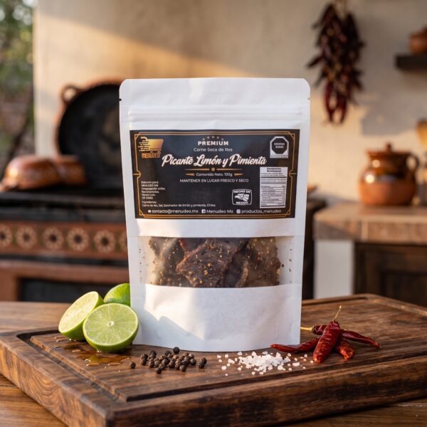 Carne seca picante con limón y pimienta